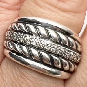 DAVID YURMAN Elegant Silver Diamond Band Ring